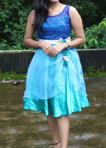 Blue Dress with Floral for wedding or part