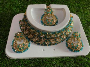 Gold And Torqouise Blue Necklace Set