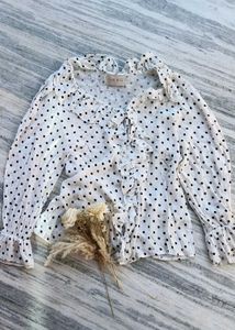 Polka Dot Ruffle Blouse