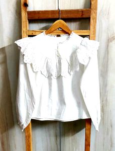 White Designer Cotton Top Size-36