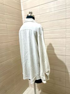 Oversized Embroidered Linen Shirt  Top