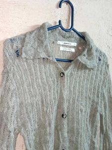 🇨🇳See-through Fashion Knit Cardigan Vintage Grey