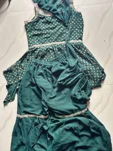Dark Green Gharara Traditional Wear For Women