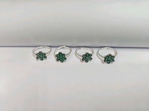 Floral Toe Rings Pure Silver