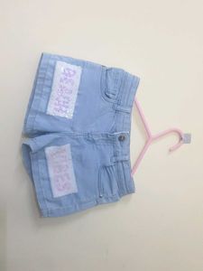 Denim Shorts with Sequin Patches