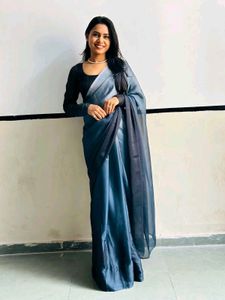 Perfect Blue Shade Blend Saree😍