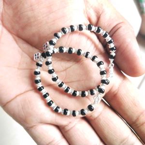PS97Pure Silver &amp; Black Crystals Baby Nazariya