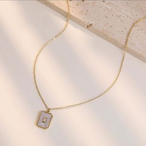 Gold Plated Enamelled Square Shaped Pendant Chain
