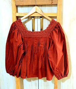 Designer Embroidery Work Cotton Top Size-42
