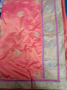 Elegant Embroidered preety wide border  Saree