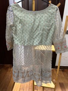 Grey Peplum Sharara With Dupatta