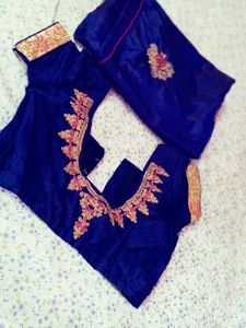 Elegant Blue silk saree with blouse