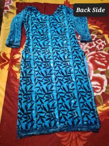 Shaneel 2 Kurti combo Black and sky blue