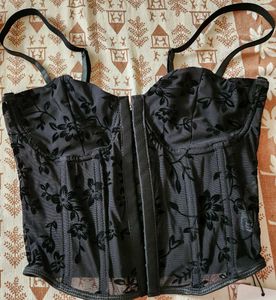 Black Floral Corset Top