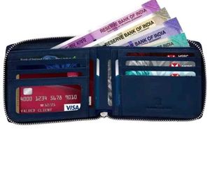 2pcs Brown/Blue Mens Trendy Genuine Leather Wallet
