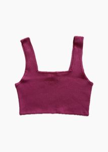 pink cropped rib knit top