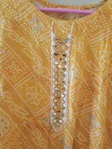 Yellow Printed Kurta