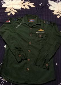 Olive Green Embellished Shirt