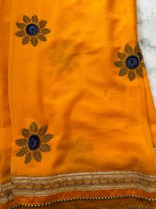 Partywear Yellow Floral Saree