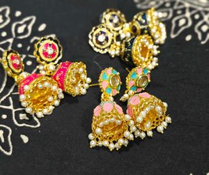 Minakari Long Earrings