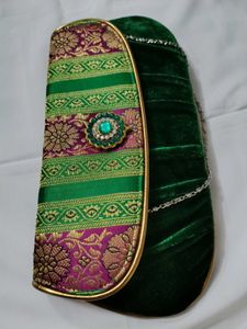 New Brand Banarsi And Velvet Touch Hand Clutch