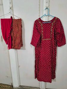 Red Kurta Pant Set