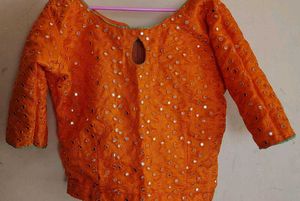 Orange &amp; Green Lehenga Choli Set