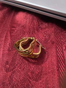 Earrings - Gold Hoops &amp; Purple Glitter Drops