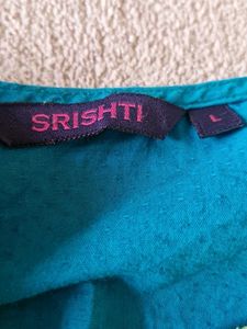 Sea Green Knee Length Top with Geometric Embroider