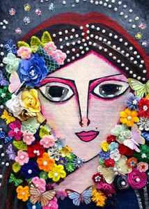 Embellished Silence Mixed Media Art