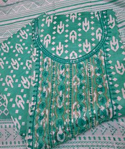Teal Printed Salwar Kameez Suit