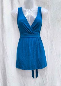 7210. Blue V-Neck Dress
