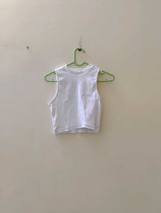 White Ribbed Crop Top