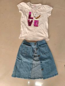 Girls' Denim Skirt Set