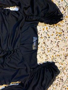 Black Ruched Long Sleeve Top
