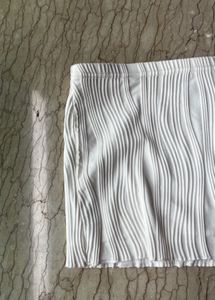 White Ribbed Mini Skirt