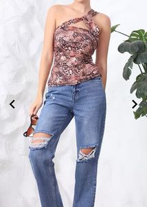 Animal Print One Shoulder Top