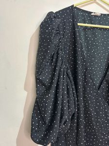 Chic Polka Dot Wrap Top