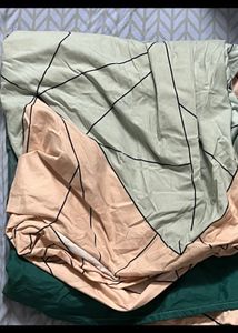 Large Pink Green Bedsheet + 2 PillowCover