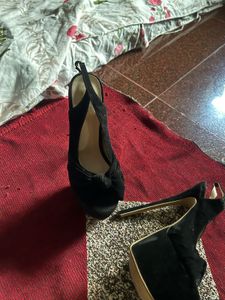 Black Heels with Bow Detail
