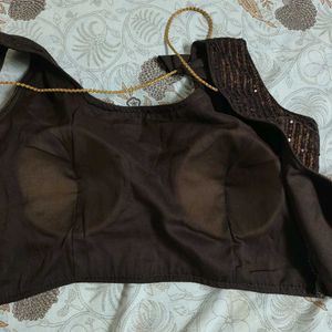 Brown Sequin padded Blouse
