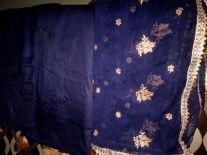 Narrow Pant, Cotton Kurti With Dupatta, Dark Blue