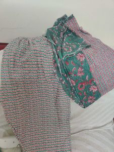 Green Printed 3 Piece Kurta Set