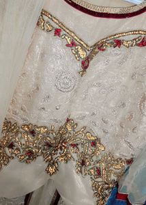 Elegant Cream &amp; Gold Embroidered Gown