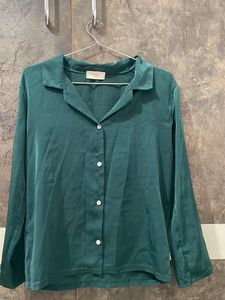 Green Satin Button-Down