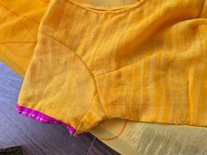Yellow Saree With Matching Blouse
