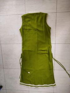 Mehendi Designer Collar Kurti With Heavy Neck Work