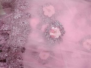 Pink Floral Applique Saree with Petticoat