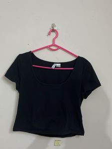 Black Square Neck Crop Top