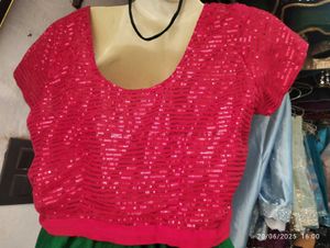 Red. Sequin Saree
